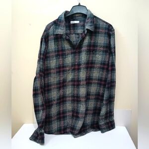 Sonoma Big & Tall Goods For Life Men's Gray Black Maroon Plaid Flannel Shirt XXL